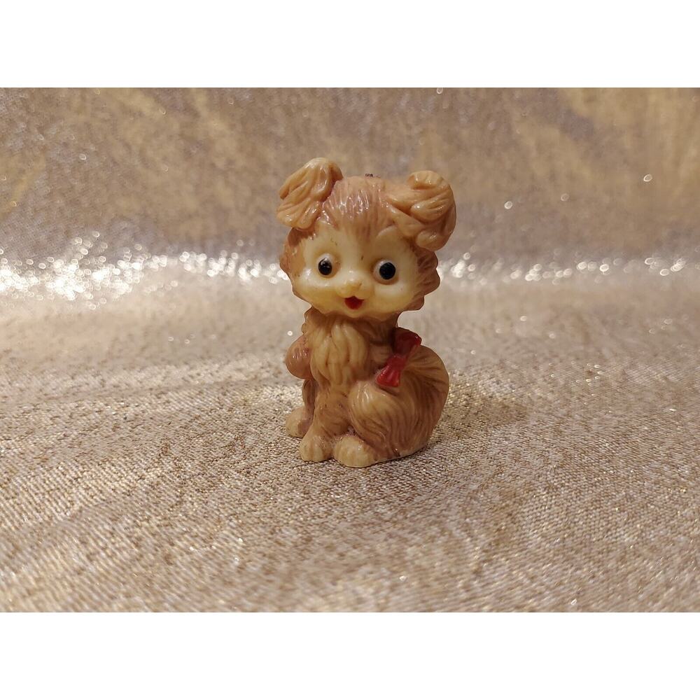Vintage Plastic Puppy Pepper Shaker Replacement Brown Dog Red Bow Decor